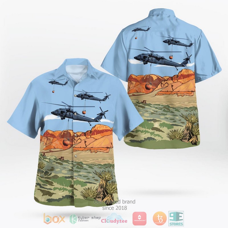 US Army Nevada Army National Guard UH-60 Blackhawk Helicopter Hawaiian Shirt word3