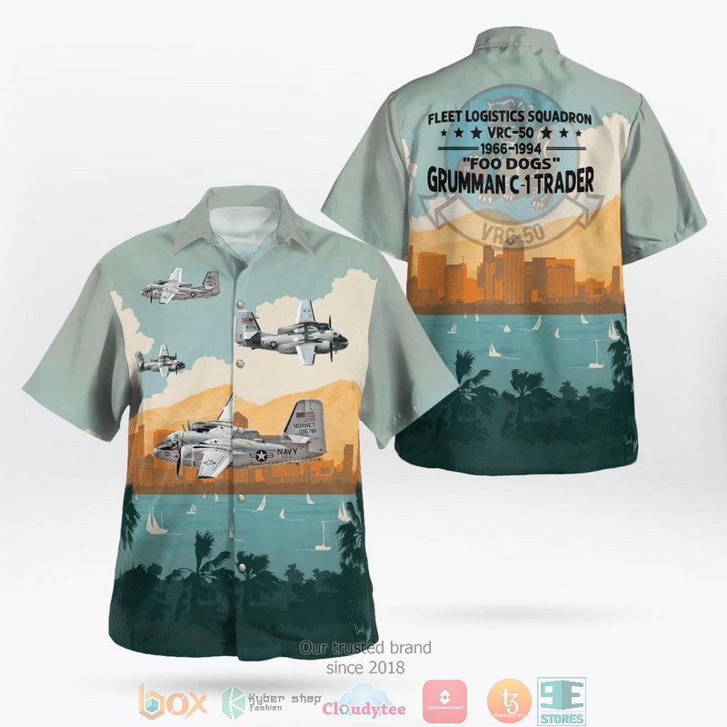 NEW US Navy Grumman C-1 Trader Of VRC-50 Foo Dogs Hawaii Shirt word1