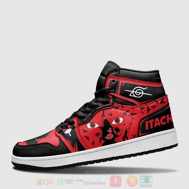 BEST Anime Uchiha Itachi Eyes Naruto Custom Air Jordan High Top Sneakers 3 Uchiha Itachi Eyes Naruto Custom Anime Air Jordan High Top Shoes 1 2