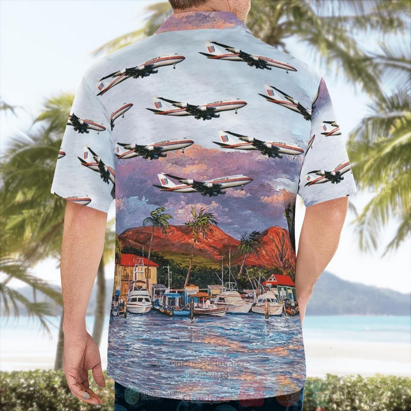 NEW United Airlines Boeing 747-422 Tulip Lahaina Harbor Hawaii Shirt 4 NEW United Airlines Boeing 747-422 Tulip Lahaina Harbor Hawaii Shirt word1