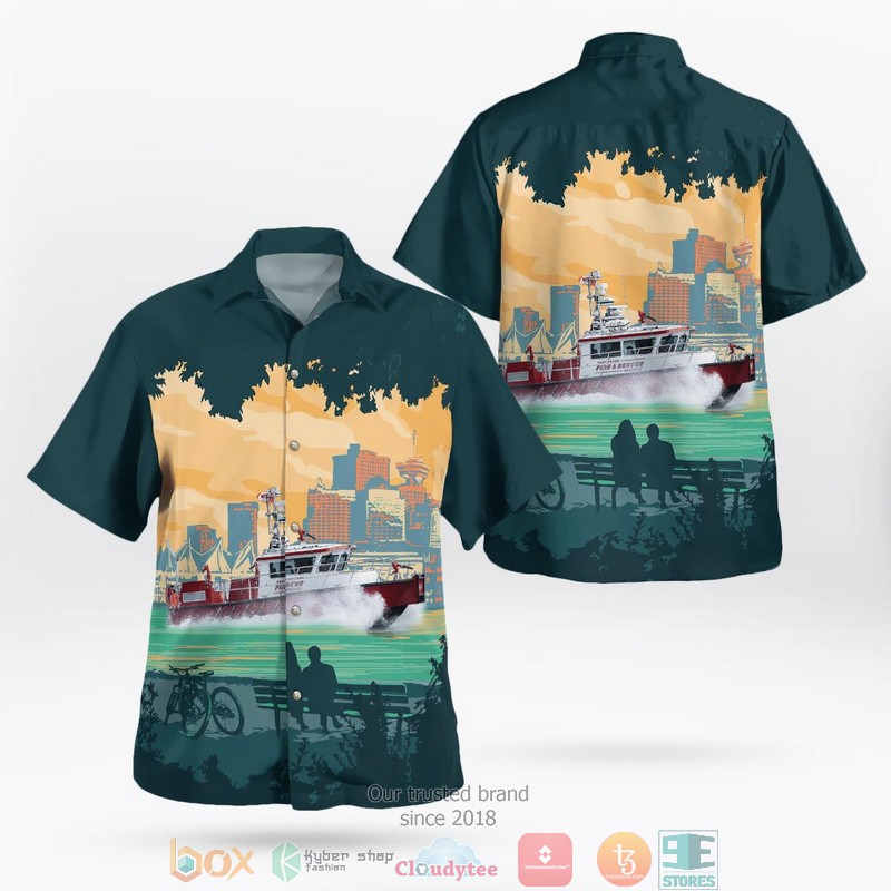 NEW Vancouver British Columbia Vancouver Fire and Rescue Services Fireboat 1 Hawaii Shirt word3