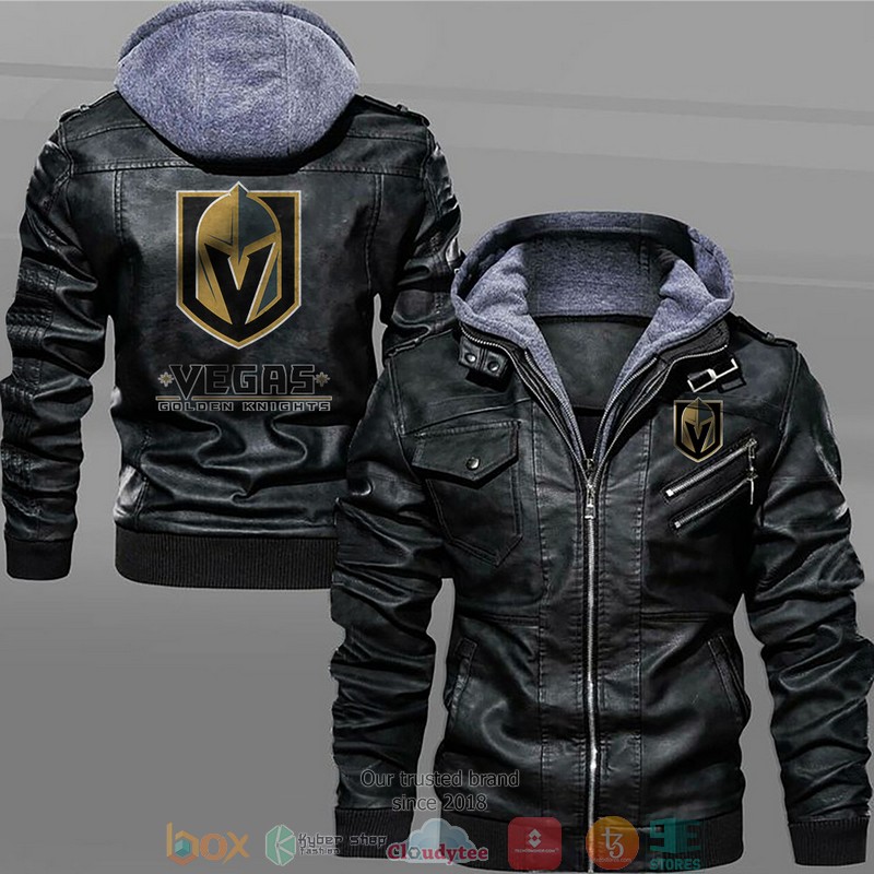 Vegas Golden Knights Black Brown Leather Jacket