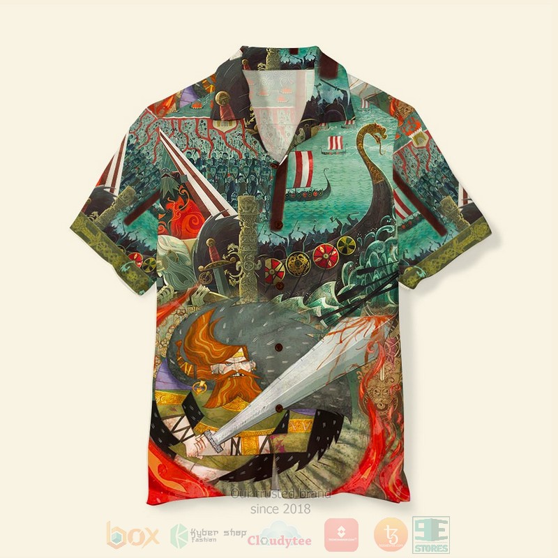 BEST Viking Warrior Doodle Art Pattern 3D Aloha Shirt word3