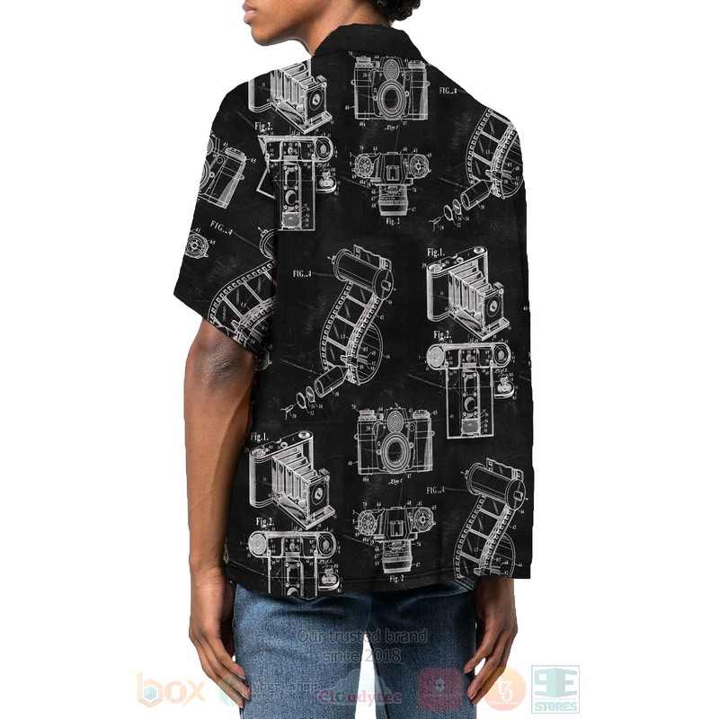 Vintage Camera Patent Black Hawaiian Shirt 1
