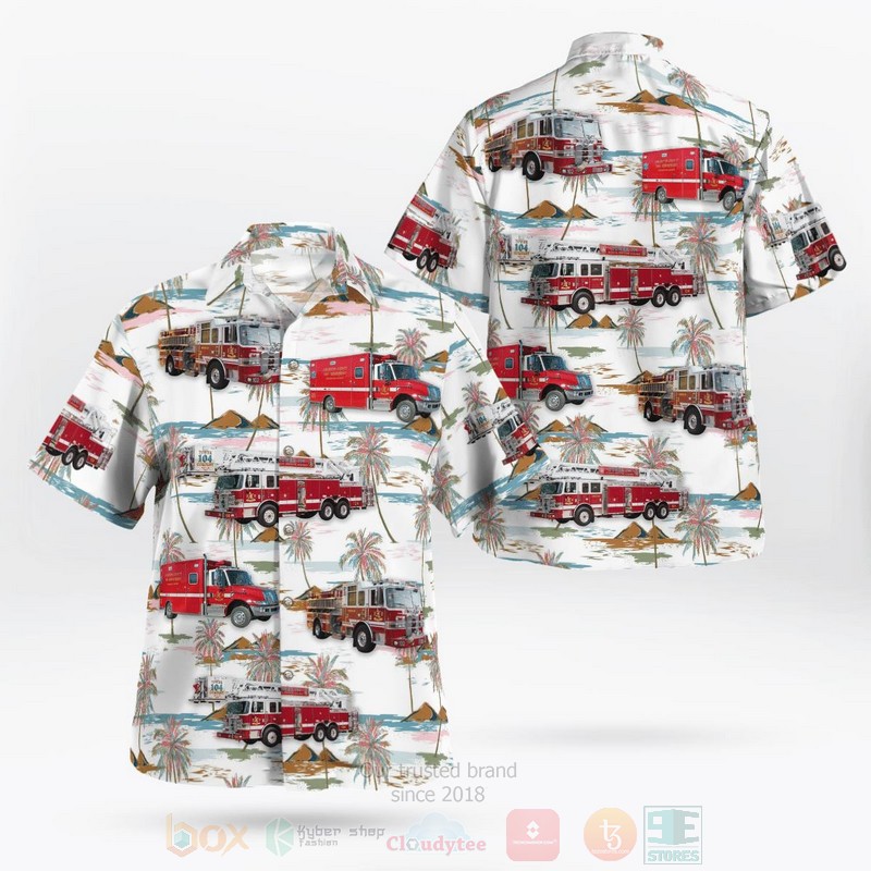 Virginia Arlington County Fire Department White Hawaiian Shirt