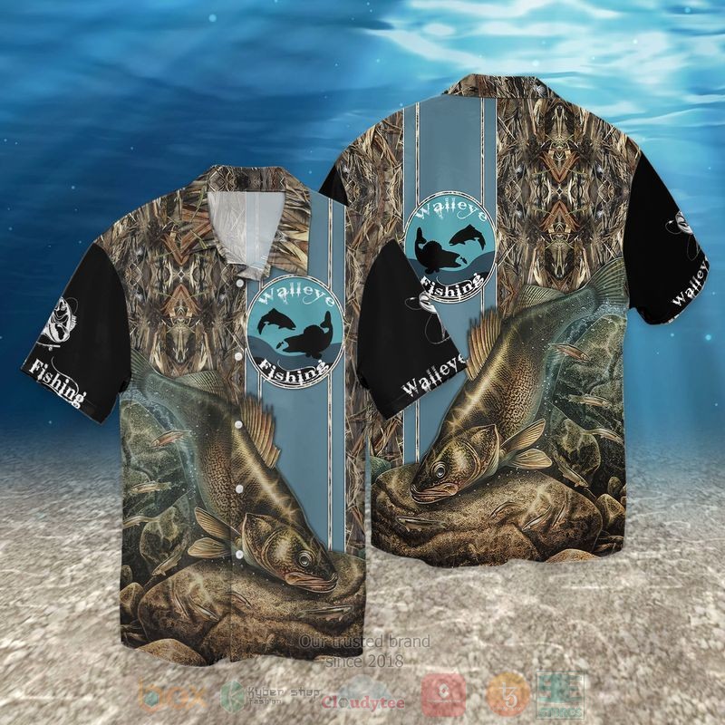 BEST Walleye Fishing All Over Print Tropical Shirt 1 Walleye Fishing Short Sleeve Hawaiian Shirt