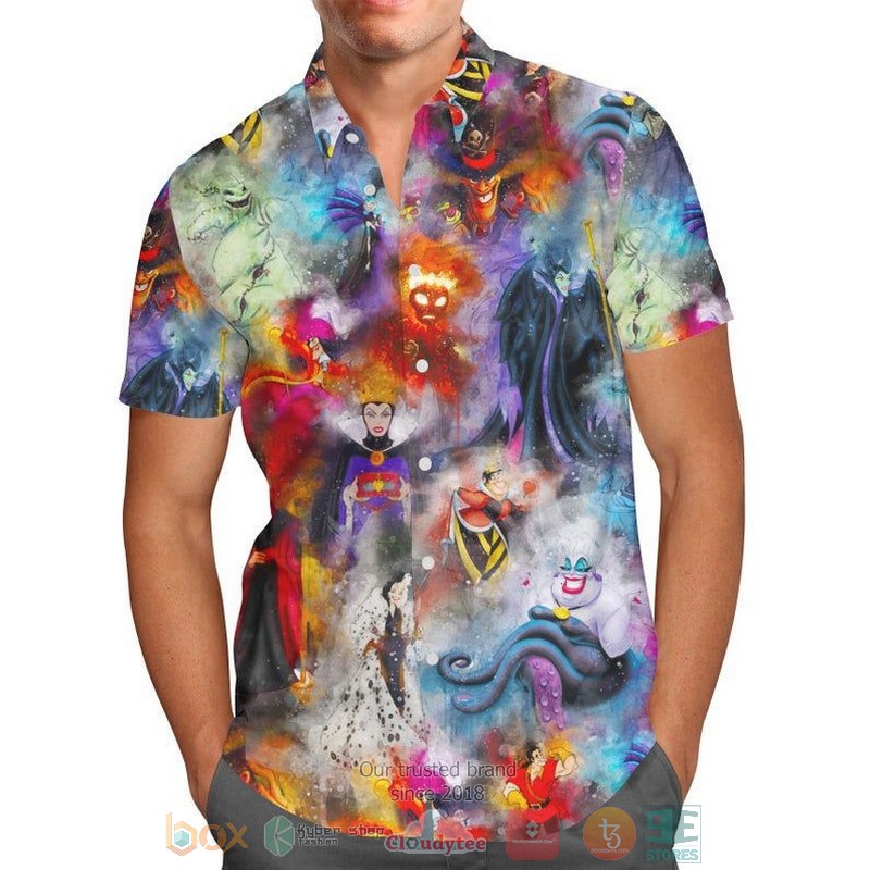 BEST Watercolor Villains Short Sleeve Hawaii Shirt 1 Watercolor Villains Hawaiian Shirt