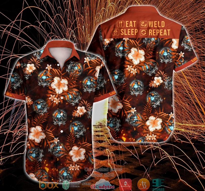Welder Eat Sleep Weld Repeat Short Sleeve Hawaiian Shirt 3 Welder Eat Sleep Weld Repeat Short Sleeve Hawaiian Shirt