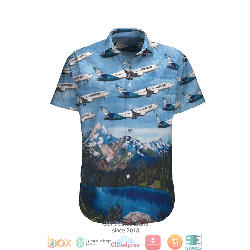 WestJet Boeing 737-8 MAX Blue Limited Hawaiian Shirt