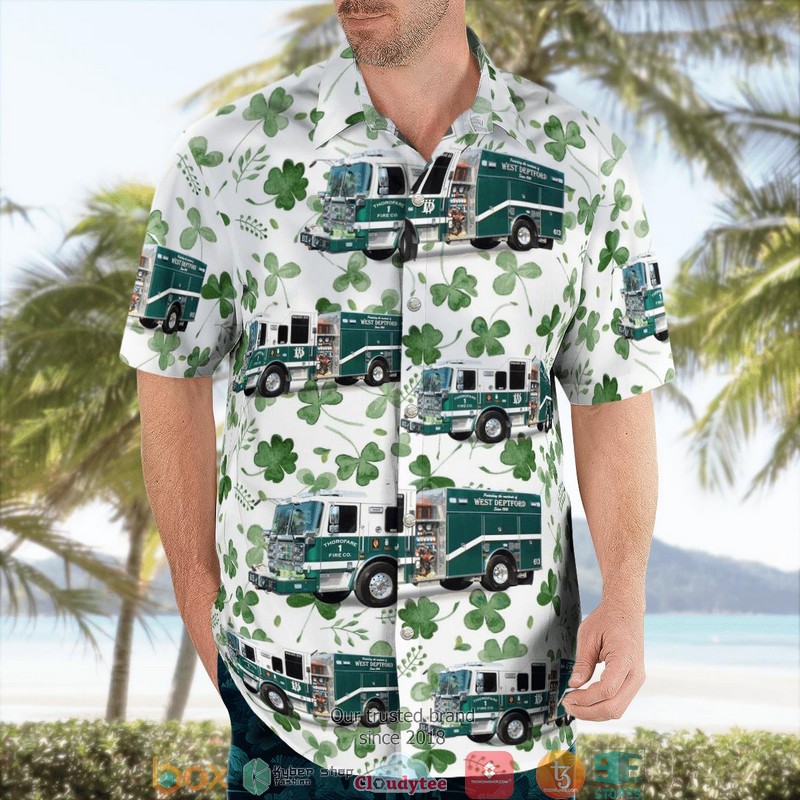 West Deptford Fire Department St Patrick's Day Hawaiian Shirt word2