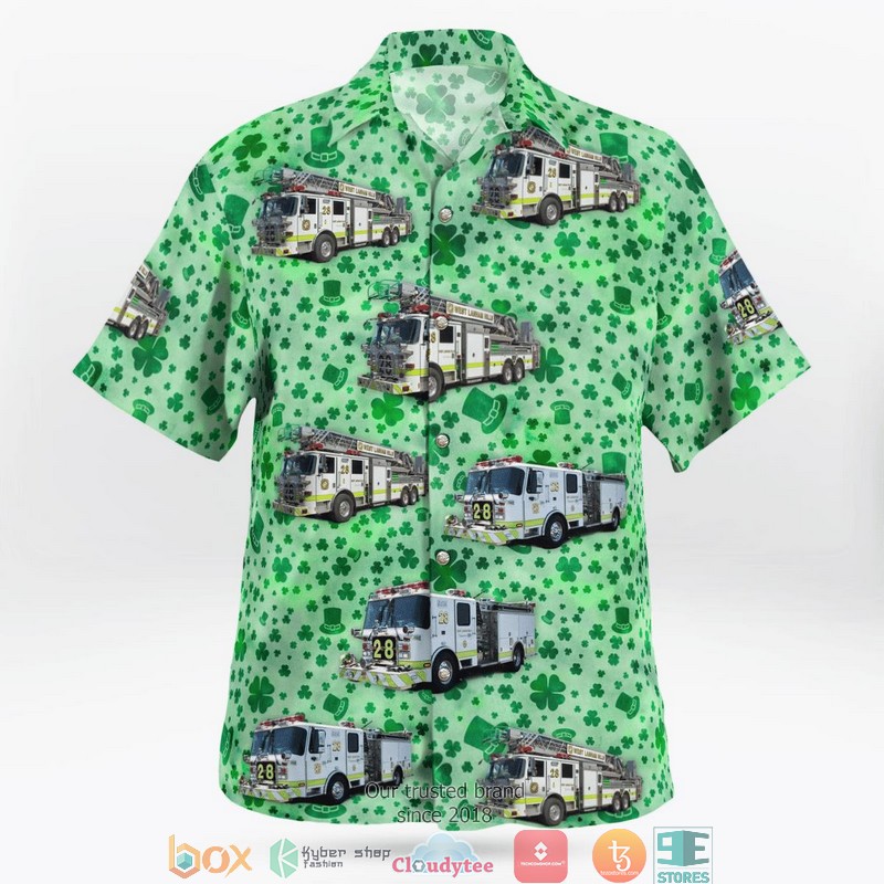 West Lanham Hills Volunteer Fire Department Maryland Saint Patrick's Day Hawaiian Shirt word2