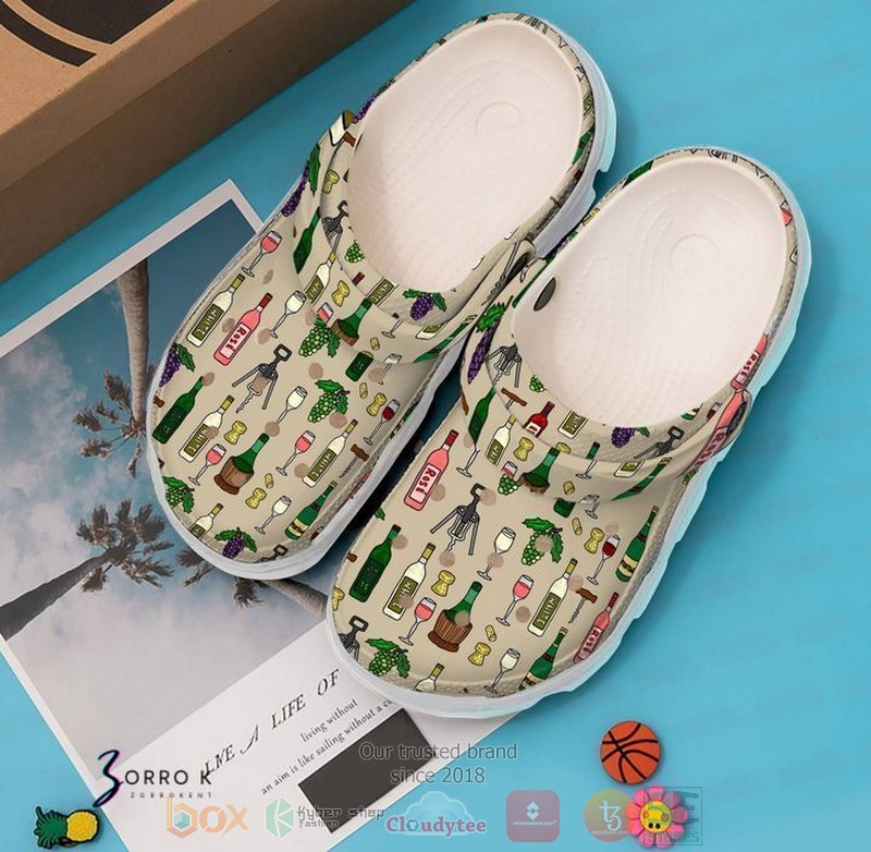 NEW Wine Pattern crocs crocband shoes