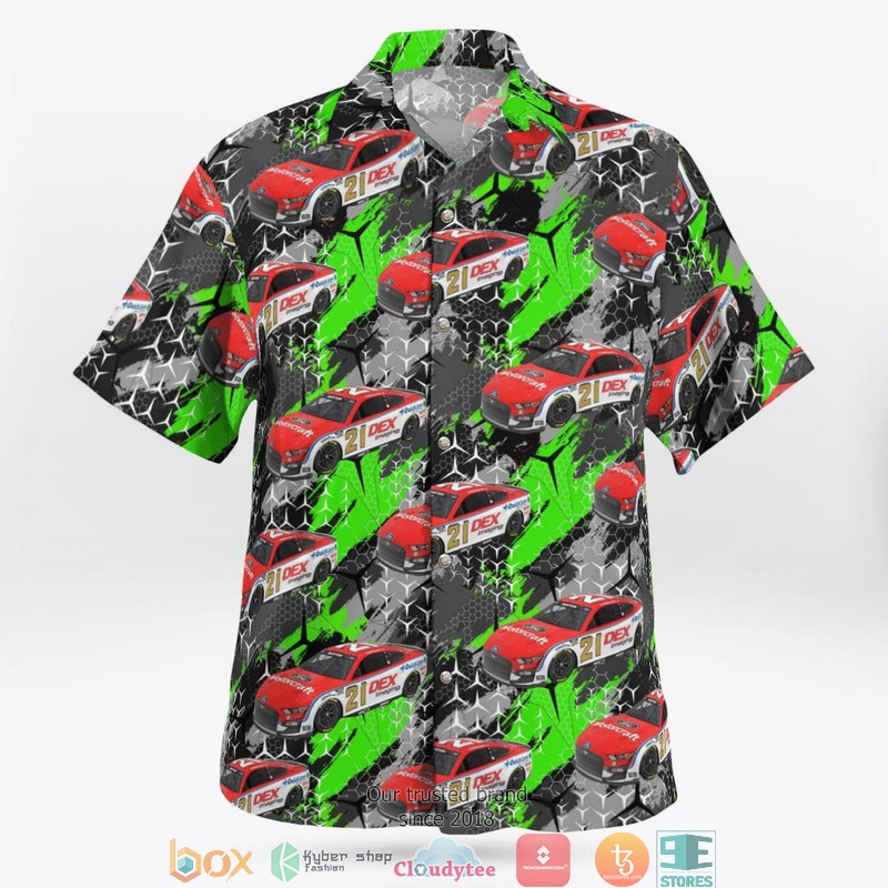 Wood Brothers Racing No. 21 Motorcraft Ford Mustang Hawaiian Shirt word1