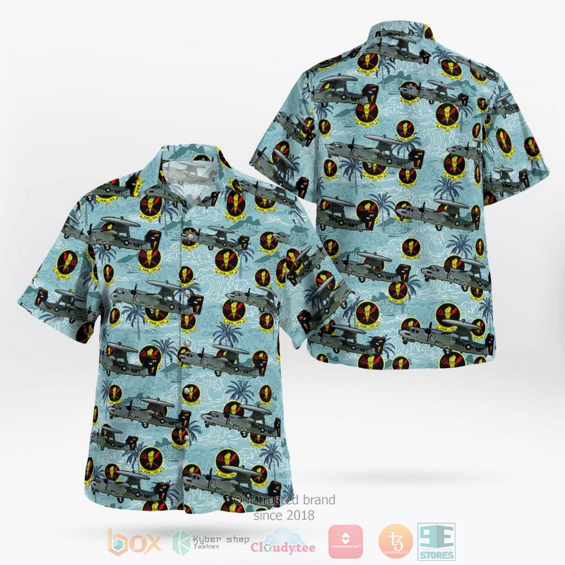 U S Navy Airborne Command Control Squadron 125 VAW 125 E 2 Hawkeye Hawaiian Shirt