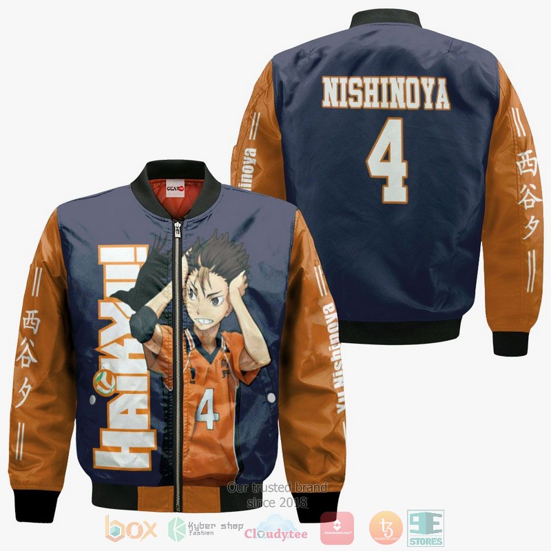 NEW Yu Nishinoya Anime Karasuno Haikyuu Full Printed 3D Sweater, Hoodie 4 Yu Nishinoya Anime Karasuno Haikyuu 3D Hoodie Bomber Jacket 1 2 3