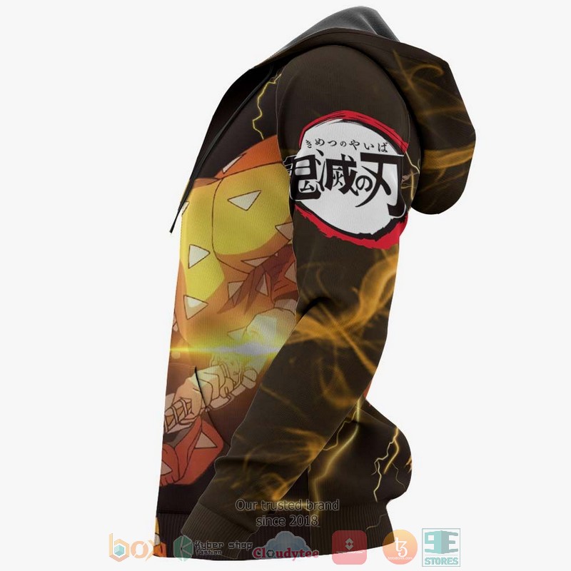 NEW Zenitsu Agatsuma Kimetsu Anime Full Printed 3D black Sweater, Hoodie 6 Zenitsu Agatsuma Kimetsu Anime 3D black Hoodie Bomber Jacket 1 2 3 4 5