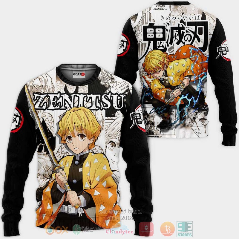 NEW Zenitsu Kimetsu Anime Manga Style Full Printed 3D Sweater, Hoodie 2 Zenitsu Kimetsu Anime Manga Style 3D Hoodie Bomber Jacket 1