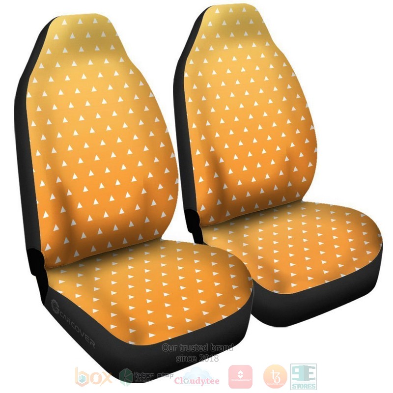 BEST-Anime Zenitsu Uniform Demon Slayer Luxury Car Seat Covers 4 Zenitsu Uniform Demon Slayer Anime Car Seat Cover 1 2 3