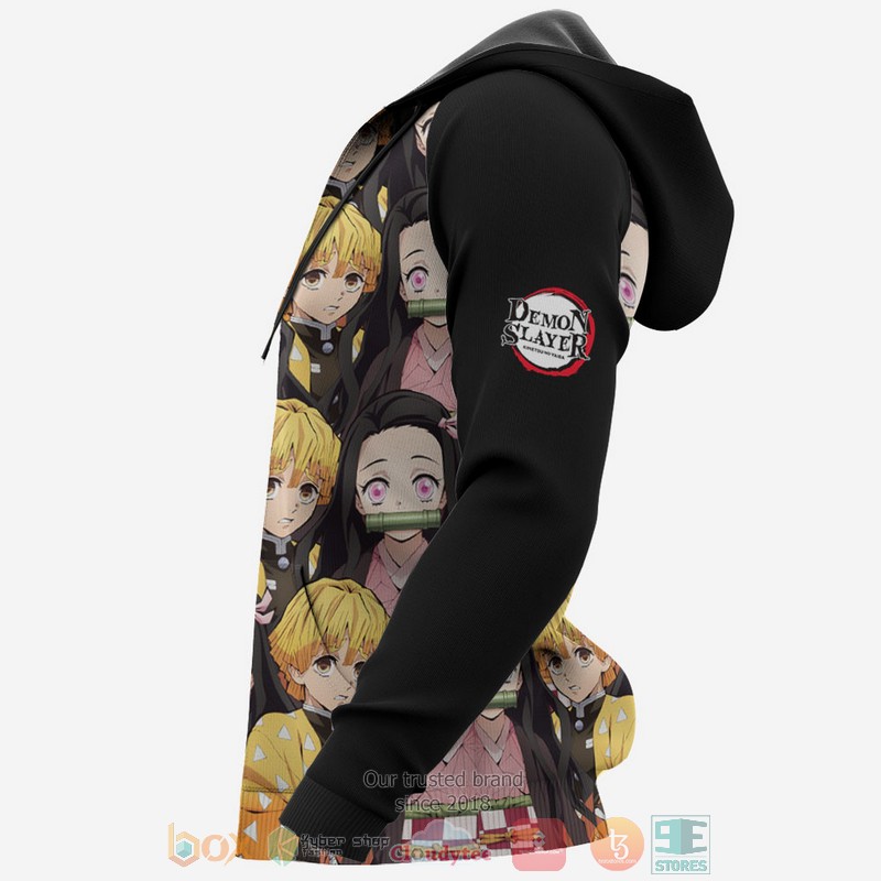 Zenitsu and Nezuko Kimetsu Anime black 3D Hoodie Bomber Jacket 1 2 3 4 5