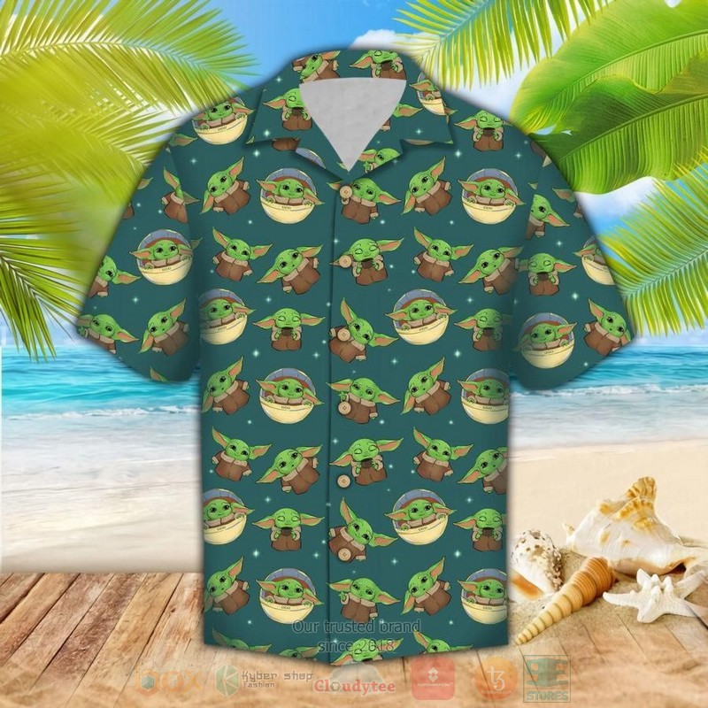 BEST Star Wars Baby Yoda All Over Print Tropical Shirt 1 Star Wars Baby Yoda Short Sleeve Hawaiian Shirt