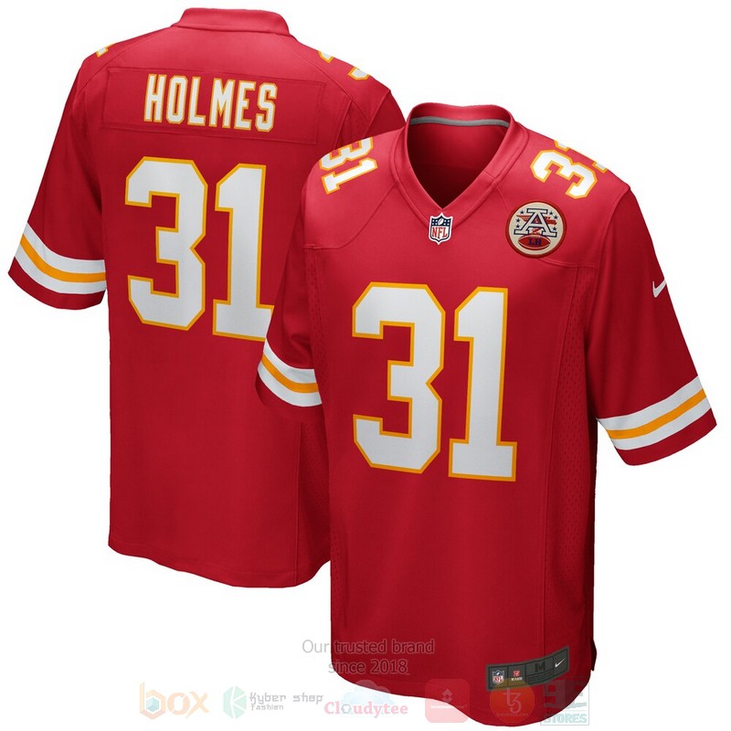 BEST Kansas City Chiefs Priest Holmes Red Jersey Football word2