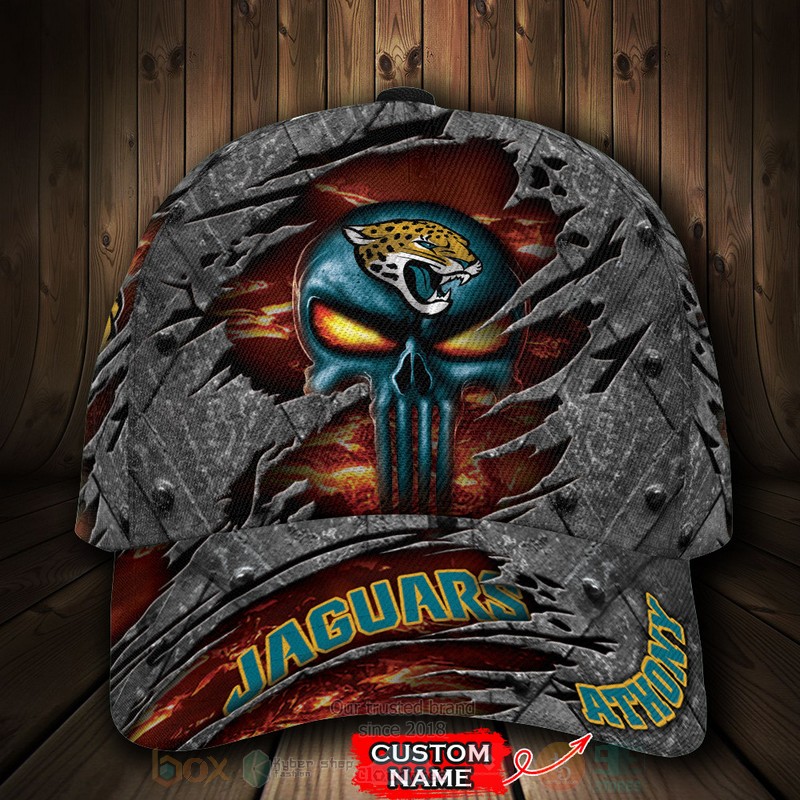 BEST Jacksonville Jaguars Skull NFL Team Custom Name 3D Cap word2