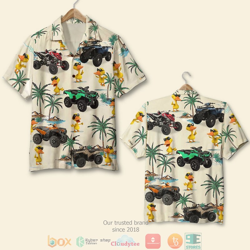 ATV Racing Duck Palm Tree Theme Hawaiian Shirt