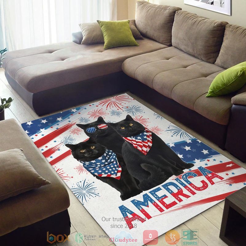 A bunch of black cats America America Independence day Rug