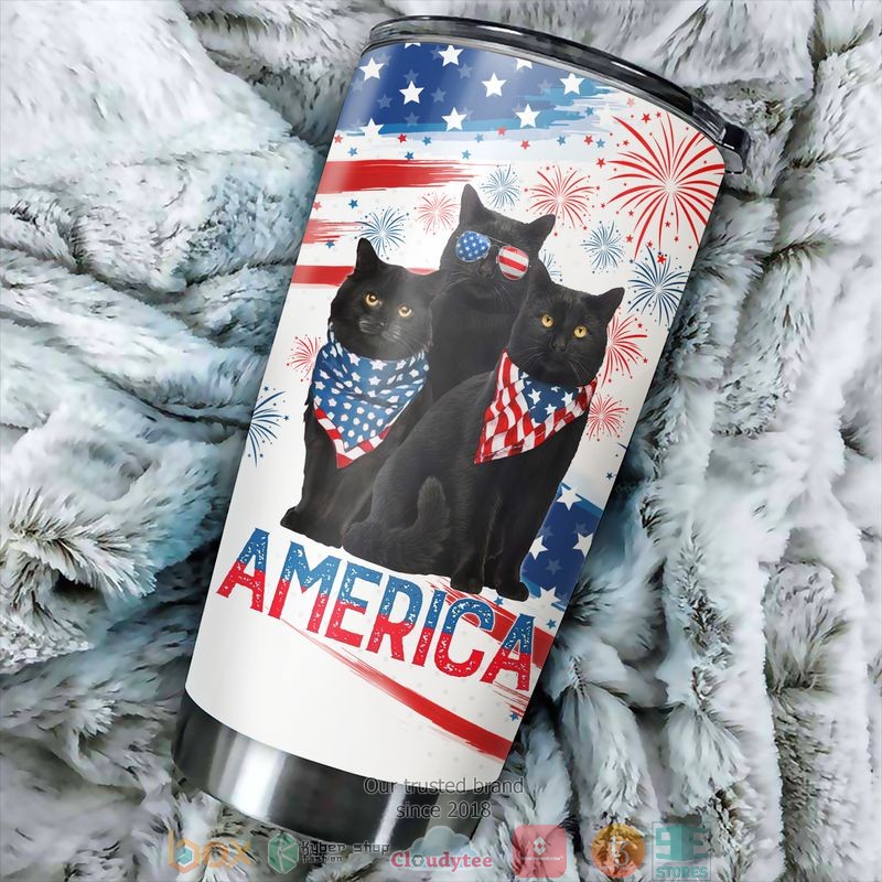 A bunch of black cats America Independence day Tumbler