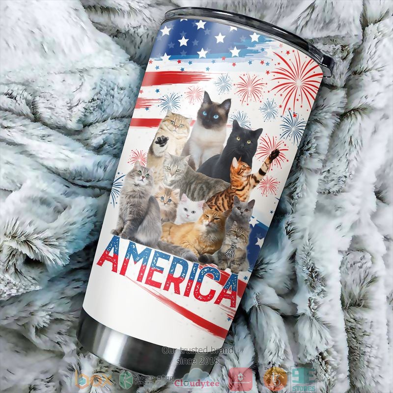 A bunch of cats America Independence day Tumbler