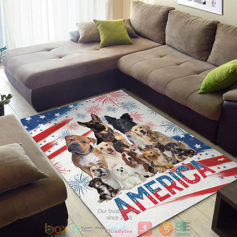 A bunch of dogs America America Independence day Rug
