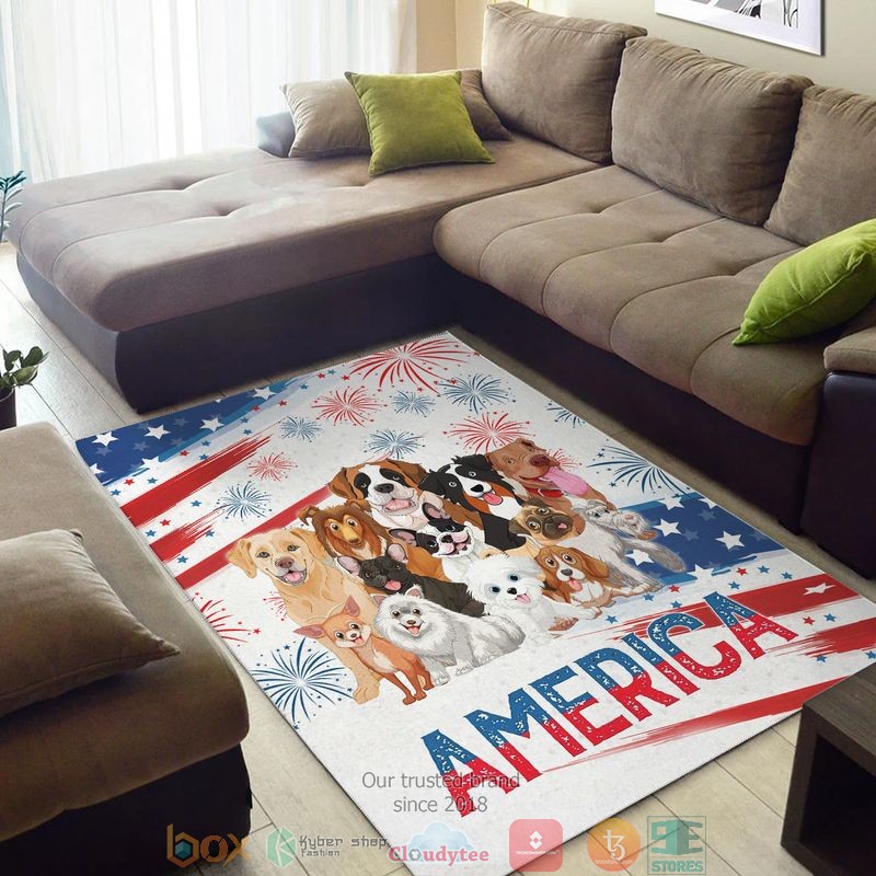 A bunch of dogs America Independence day Rug word1