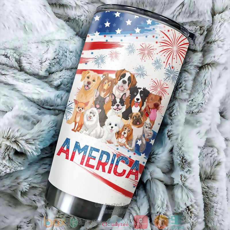 A bunch of dogs America Independence day Tumbler