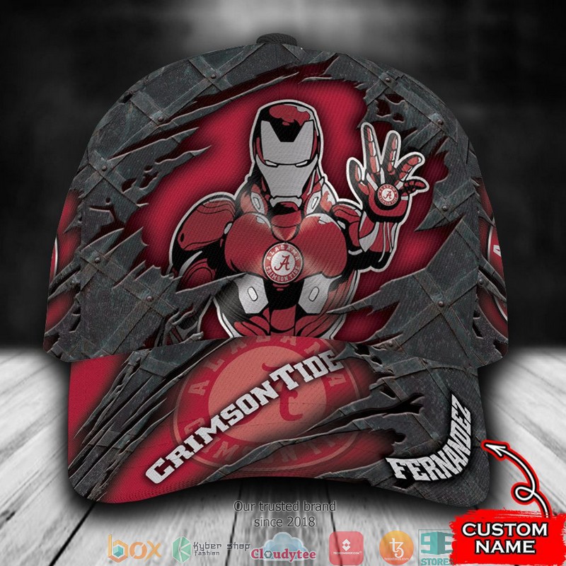 Alabama Crimson Tide Iron Man NCAA1 Custom Name Cap word2