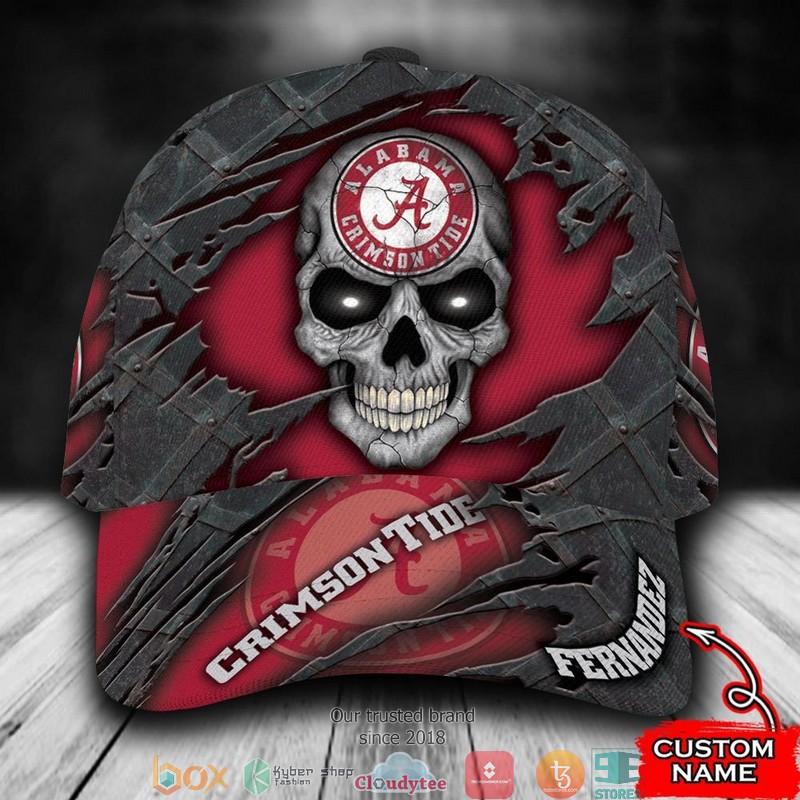 Alabama Crimson Tide Skull NCAA1 Custom Name Cap word3