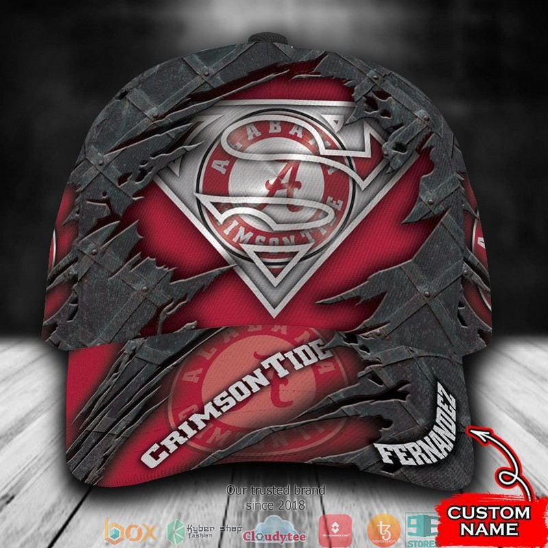Alabama Crimson Tide Superman NCAA1 Custom Name Cap word3