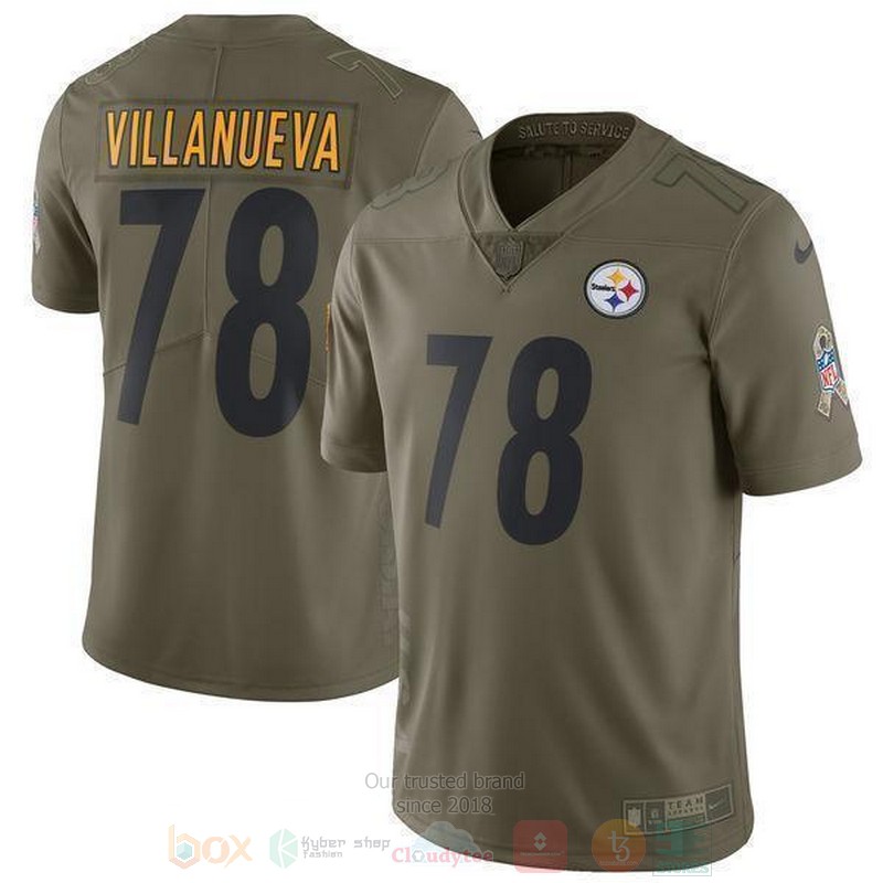 BEST Alejandro Villanueva Pittsburgh Steelers Olive Jersey Football word2