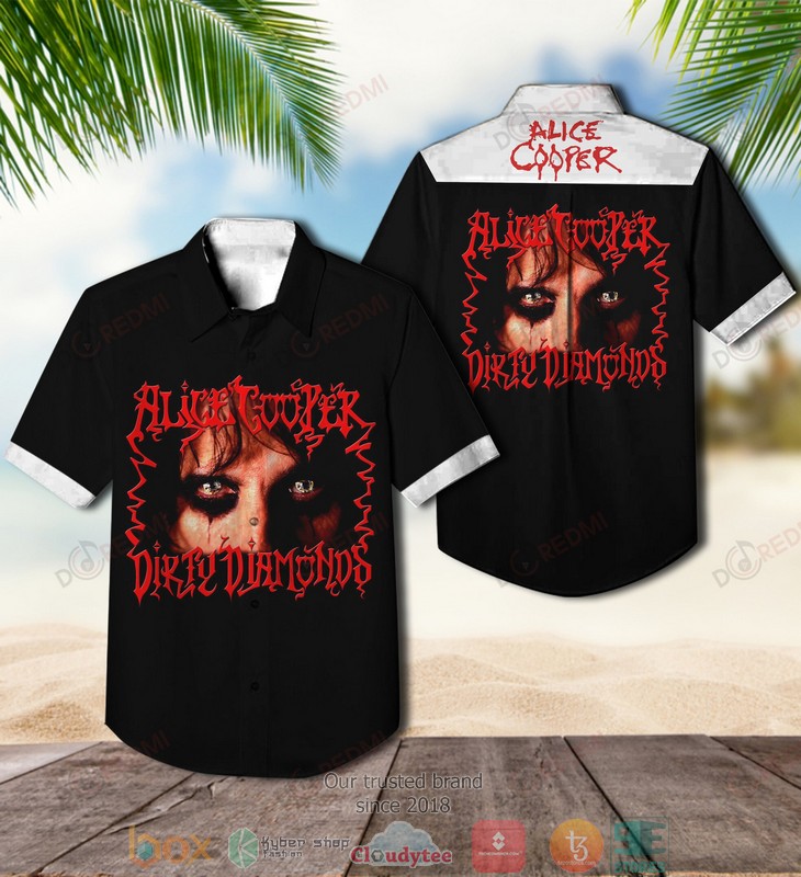 Alice Cooper Dirty Diamonds Short Sleeve Hawaiian Shirt word1