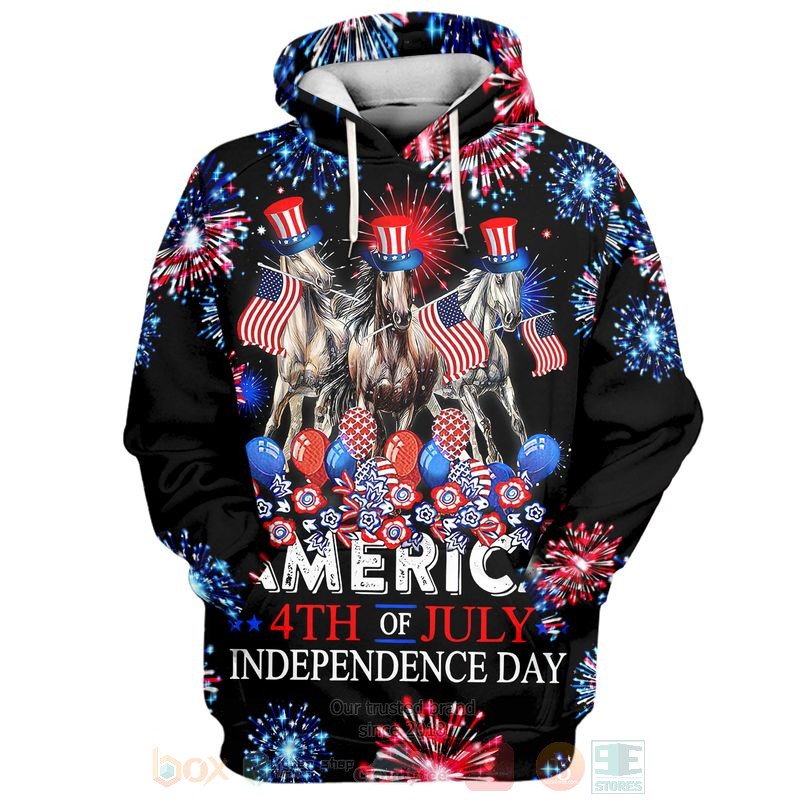 BEST America 4th of July Horse Independence Day All Over Print Shirt, Hoodie word1