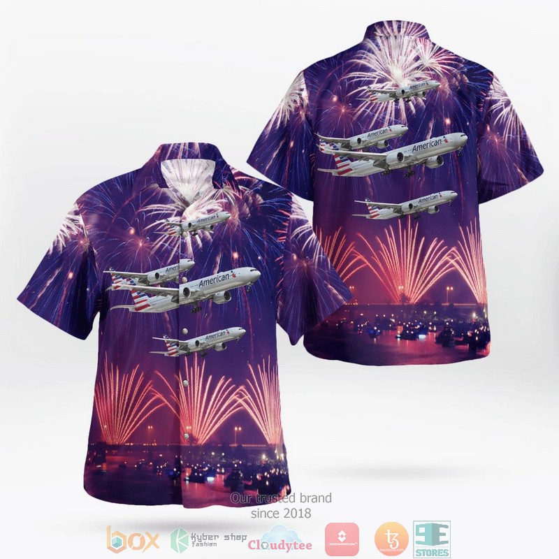 American Airlines Boeing 777-300ER Fireworks Aloha Shirt 9 American Airlines Boeing 777-300ER Fireworks Aloha Shirt word2