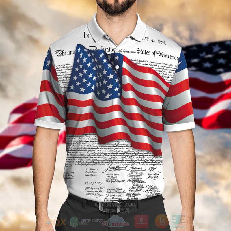 BEST American Flag Happy 4th of July Premium 3D Polo Shirt word1