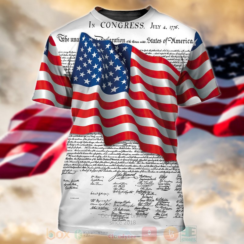 BEST American Flag Happy 4th of July 3D Printing T-Shirt word2