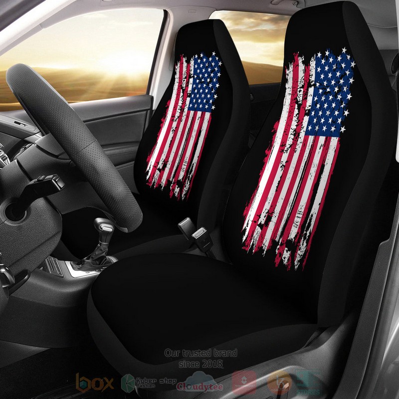 BEST American Flag On Black Luxury Car Seat Covers