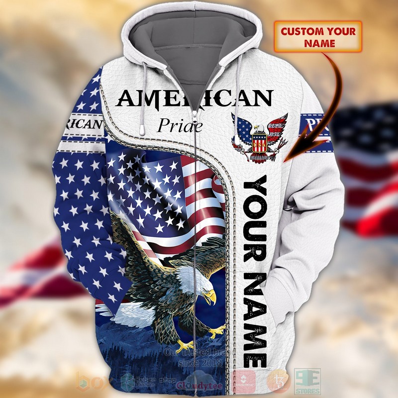 BEST American Pride Custom Name Zip Hoodies