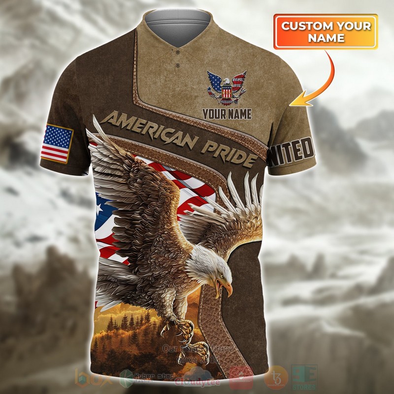 BEST American Pride, Eagle, Custom Name Premium 3D Polo Shirt