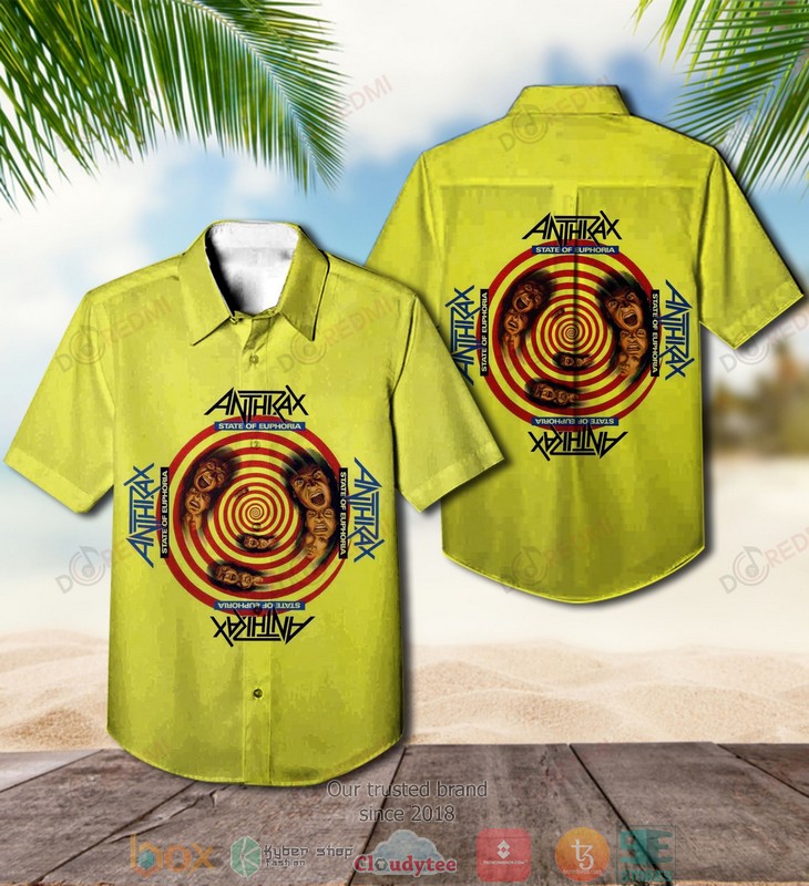 Anthrax band State of Euphoria Short Sleeve Hawaiian Shirt word2