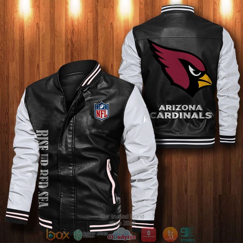 NEW Arizona Cardinals Bomber Leather Jacket word1