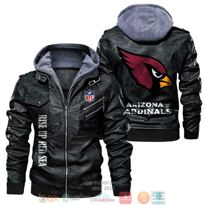 NEW Arizona Cardinals PU Leather Jacket word1