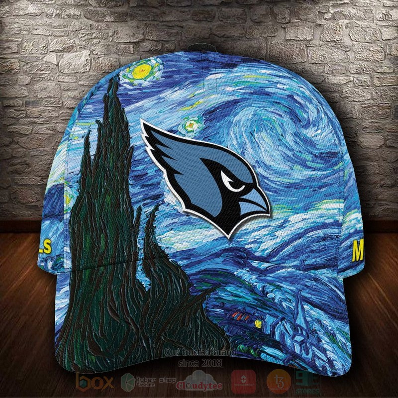 BEST Arizona Cardinals Van Gogh NFL Team Custom Name 3D Cap word3