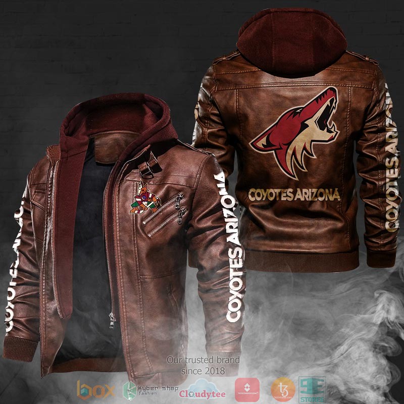 NEW Arizona Coyotes PU Leather Jacket 1 NEW Arizona Coyotes PU Leather Jacket word3